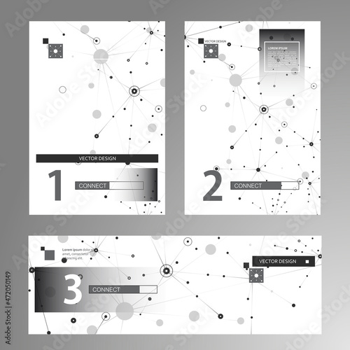 Vector templates brochure and banner. Page geometric template cover. Abstract geometric background with connected lines and dots