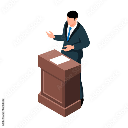 Attorneys Speech Isometric Composition