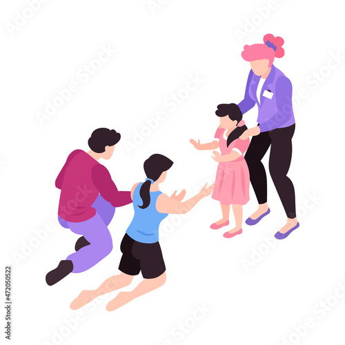 Adopting Girl Isometric Composition