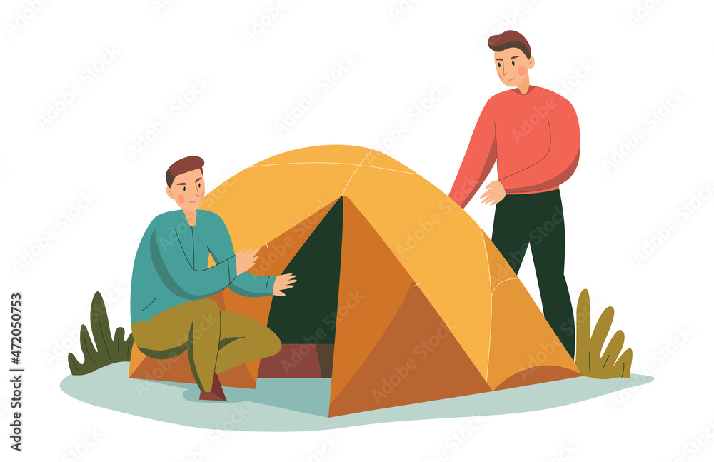 Fototapeta premium Pitching Camp Tent Composition
