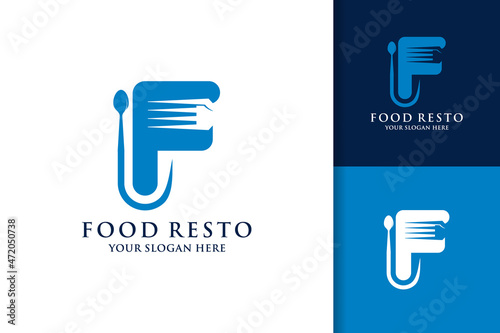 spoon fork letter F food restaurant inspiration logo