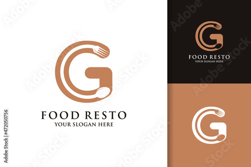 spoon fork letter G food restaurant inspiration logo