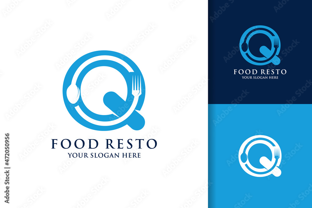 spoon fork letter Q O food restaurant inspiration logo