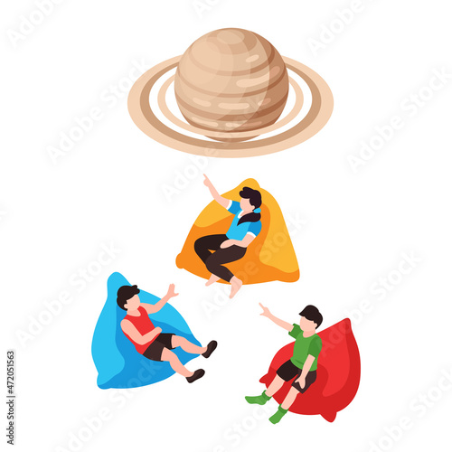 Saturn And Kids Composition