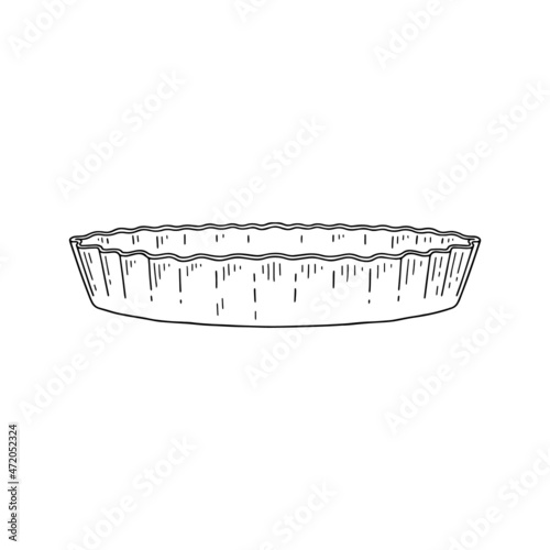 Cake baking pan dish or mold icon, sketch vector illustration isolated.