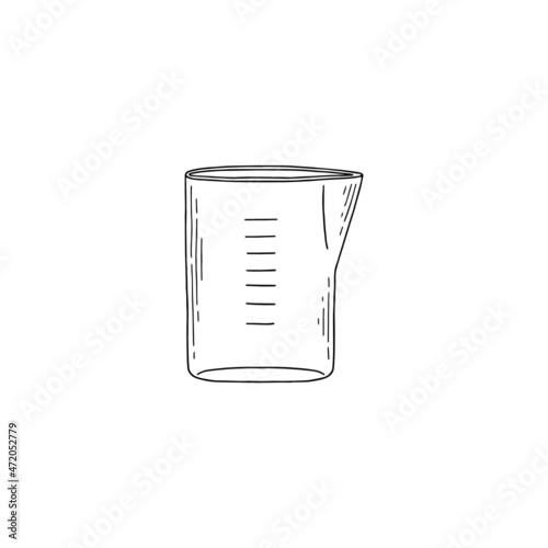 Cooking measuring cup to measure products, sketch vector illustration isolated.