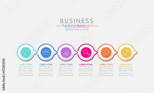 Vector illustration, infographics design, template, marketing, information, with 6 options or steps