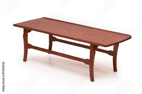 Vintage Wooden Coffee Table on white background