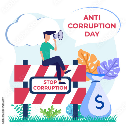 Illustration vector graphic cartoon character of anti corruption day