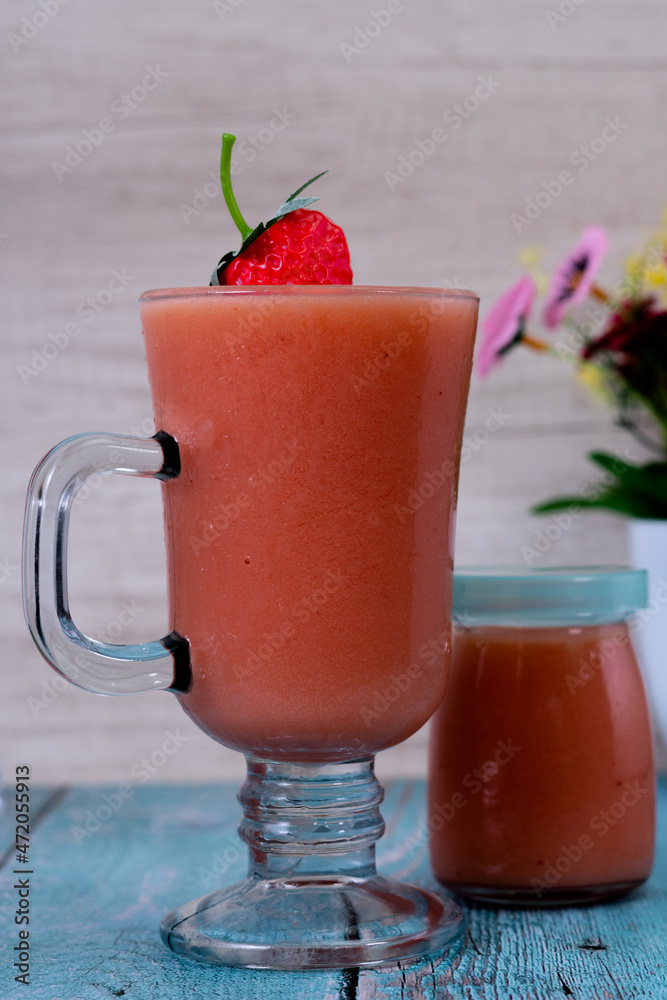 strawberry smoothie with strawberry strawberry smoothie with strawberry