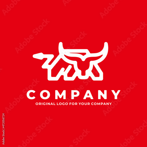 Strong bull logo design template.