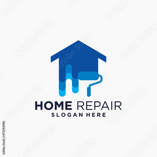Home improvement logo template design house paint real estate house paint company logo