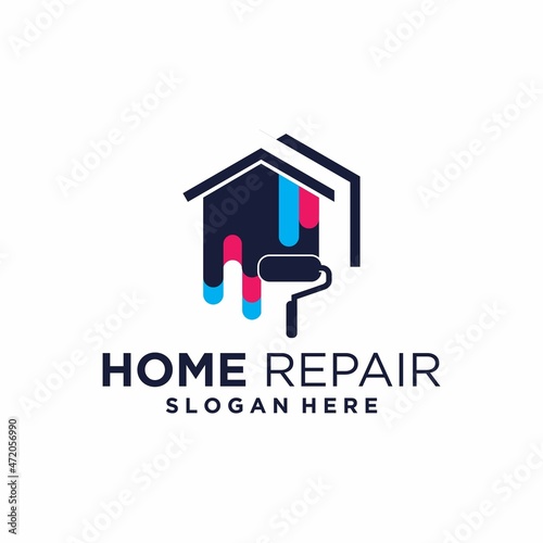 Home improvement logo template design house paint real estate house paint company logo