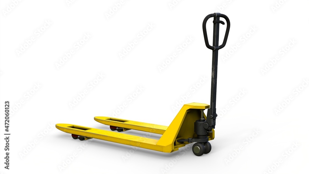 Pallet jack isolated on infinite white background 3D computer generated Pallet jack isolated on infinite white background 3D computer generated