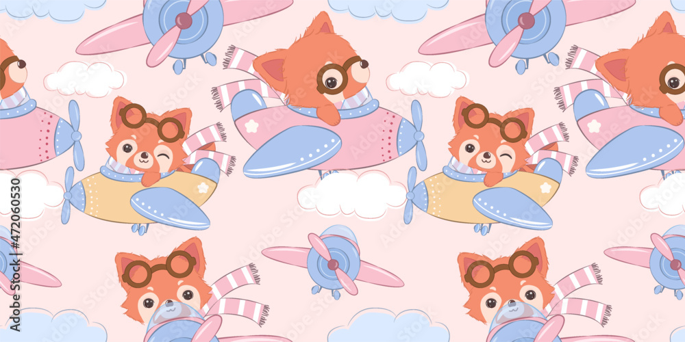 Cute red panda seamless pattern for children fabric, wallpaper and many ...
