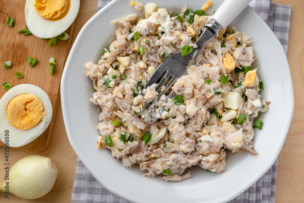 Smoked whitefish paste with mayonnaise, egg and chives Smoked whitefish paste with mayonnaise, egg and chives