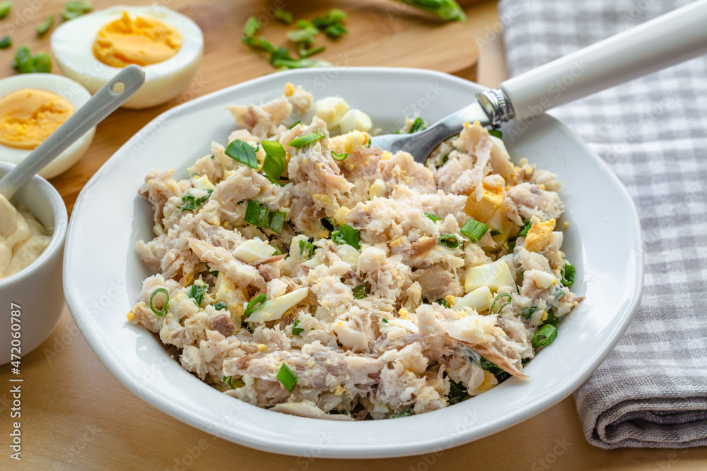Smoked whitefish paste with mayonnaise, egg and chives Smoked whitefish paste with mayonnaise, egg and chives