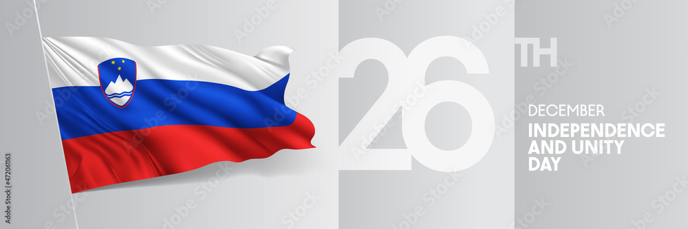 Slovenia happy independence and unity day greeting card, banner vector illustration