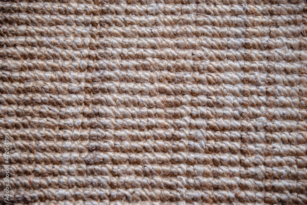 Makro eines beigen Sisal Teppichs, grob gemustert Makro eines beigen Sisal Teppichs, grob gemustert