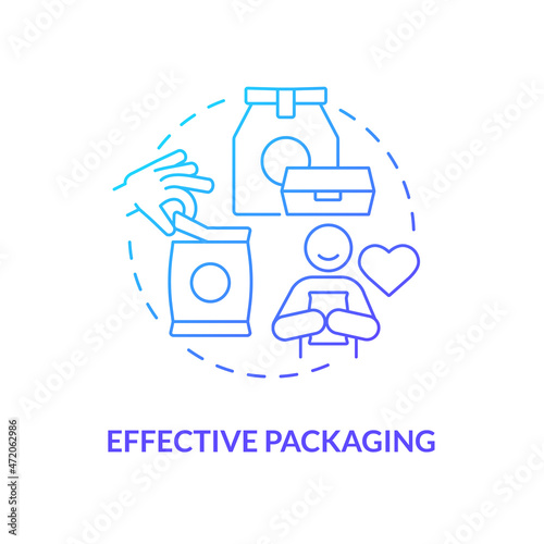 Packaging optimization concept icon. Audience preference understanding. Convenient and reliable wrapping. Product covering abstract idea thin line illustration. Vector isolated outline color drawing