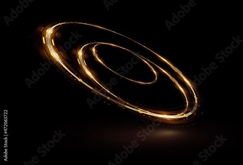 Vivid abstract background. Beautiful swirl trail effect frame. .Mystical portal. Bright sphere lens. Rotating lines. Glow ring. .Magic ball. Led spiral. Glint lines. Focus place. Illusory flash.