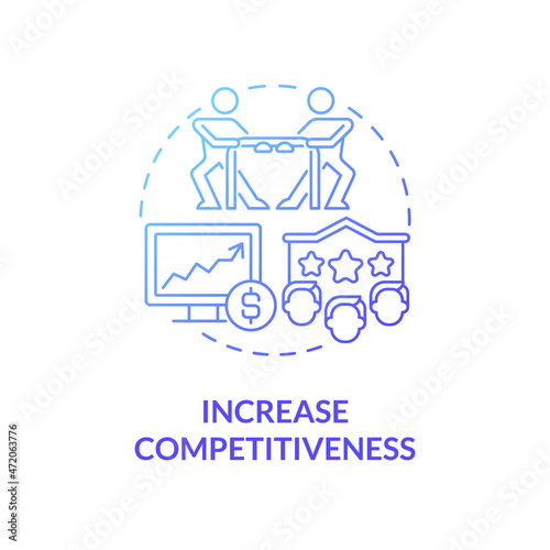 Increase competitiveness blue gradient concept icon. Importance of expansion abstract idea thin line illustration. Be winner among other companies. Vector isolated outline color drawing