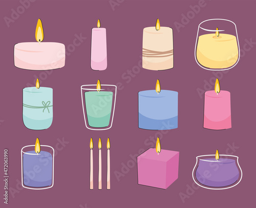 candles icon set