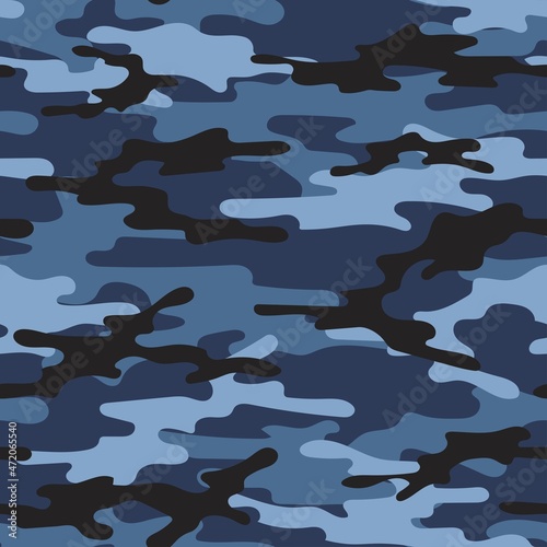 modern blue military vector camouflage print, seamless pattern for clothing headband or print. camouflage from pols 