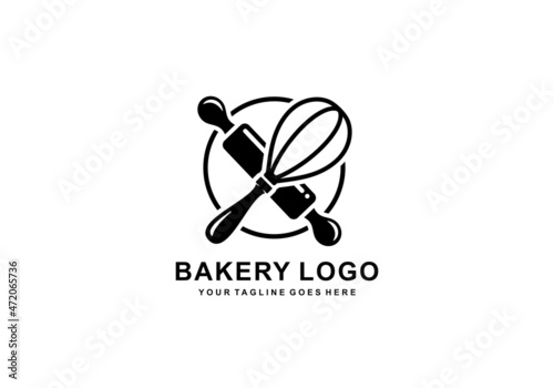 Bakery simple flat logo vector illustration