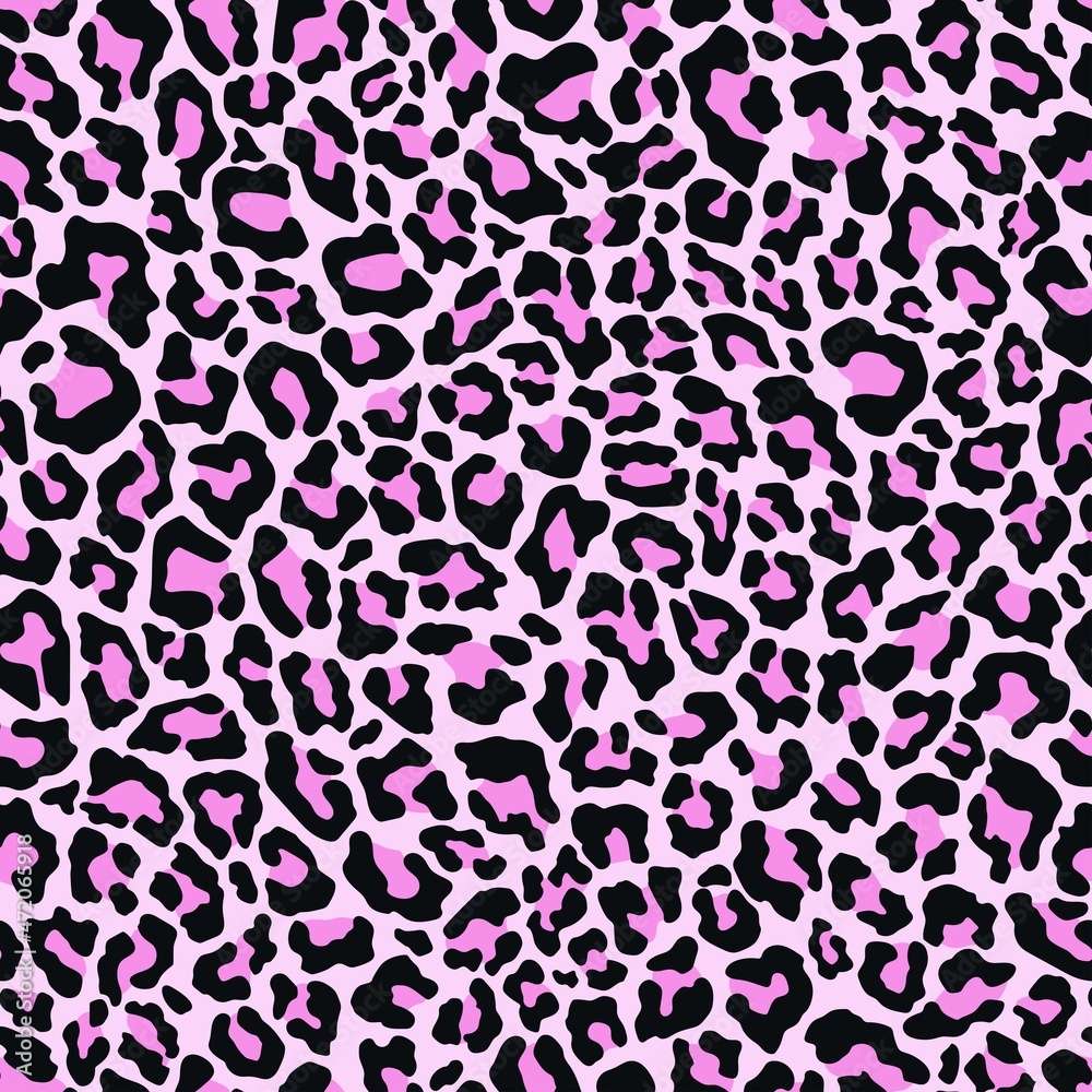 Pink vector print leopard. seamless print of leopard skin. pattern of animal skins for clothing or print. feline family  - obrazy, fototapety, plakaty 