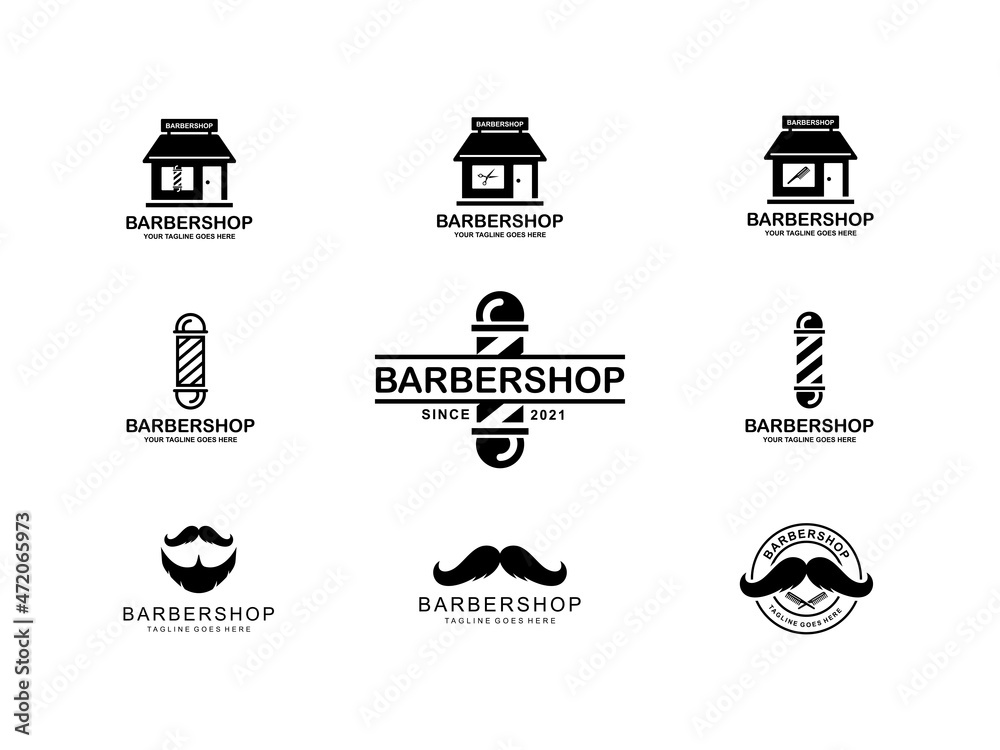 Barbershop simple flat logo set vector Barbershop simple flat logo set vector