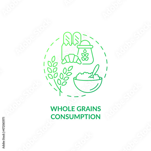 Whole grains consumption green gradient concept icon. Pregnancy diet abstract idea thin line illustration. Essential carbohydrates. Main source of energy. Vector isolated outline color drawing