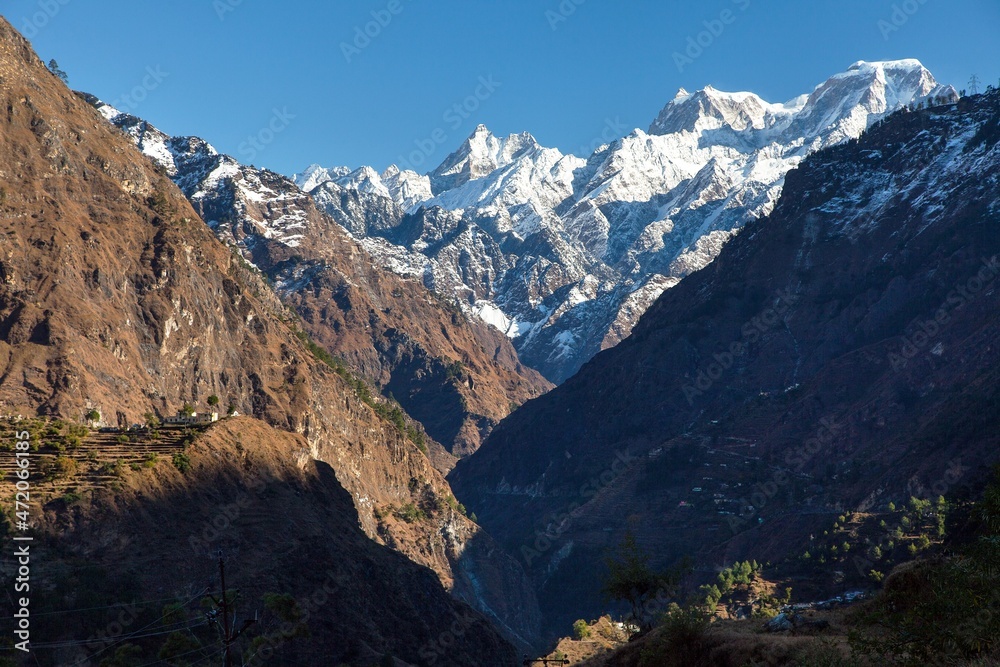 Himalaya, panoramic view of Indian Himalayas mountains