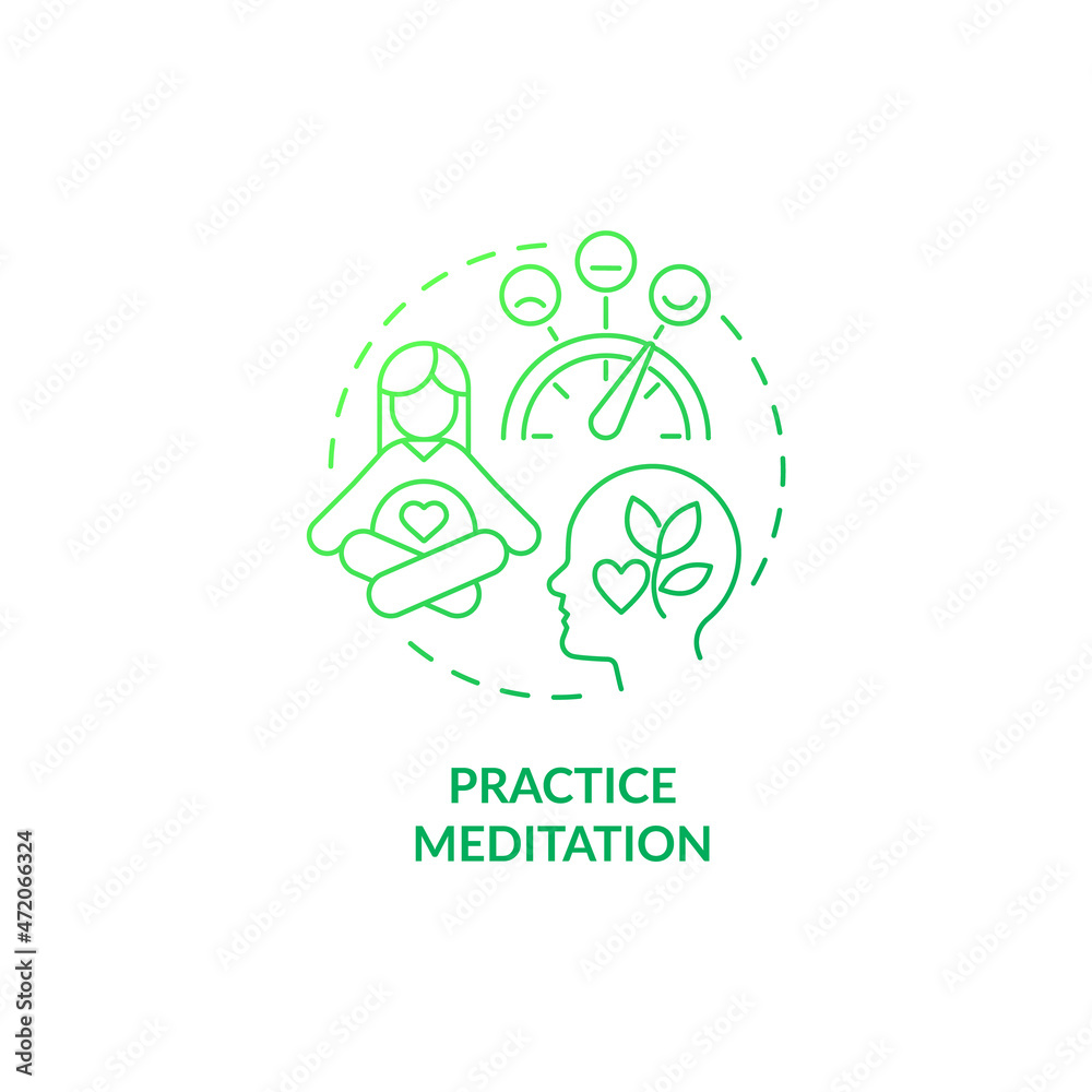 Practice meditation green gradient concept icon. Mental health during pregnancy abstract idea thin line illustration. Reduce tiredness and tension. Stress relief. Vector isolated outline color drawing Practice meditation green gradient concept icon. Mental health during pregnancy abstract idea thin line illustration. Reduce tiredness and tension. Stress relief. Vector isolated outline color drawing
