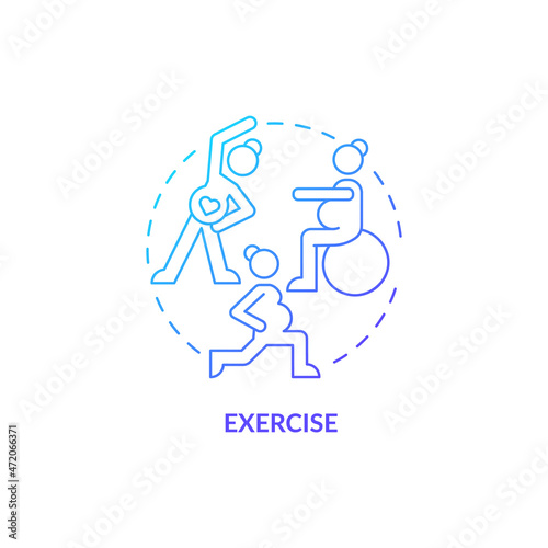 Exercise for pregnant woman blue gradient concept icon. Mental health abstract idea thin line illustration. Low impact aerobics. Help with birthing process. Vector isolated outline color drawing