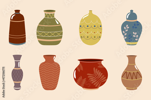 ceramic vases icon set