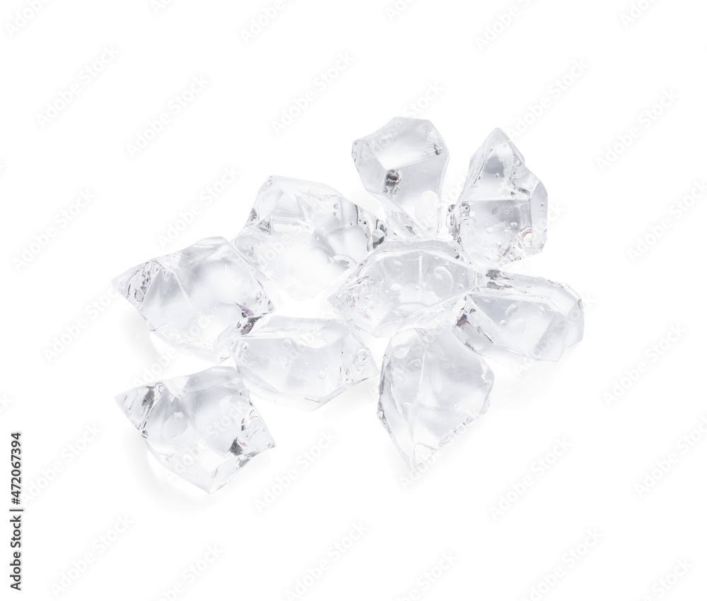 Heap of crushed ice on white background, top view Heap of crushed ice on white background, top view