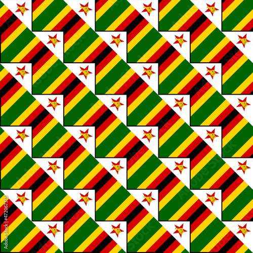 seamless pattern of zimbabwe flag. vector illustration. print, book cover, wrapping paper, decoration, banner and etc