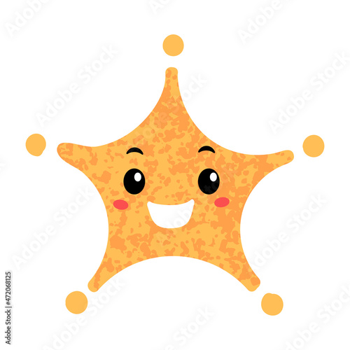 Vector colorful hand draw llustrations of cute star smiling. Use it for your design for greeting cards, nursery, poster, card, birthday party, packaging paper design, baby t-shirts prints photo