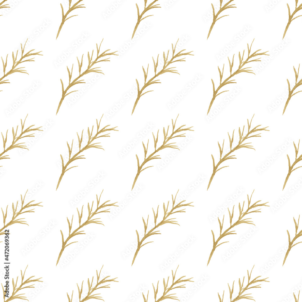 Watercolor leaf seamless pattern