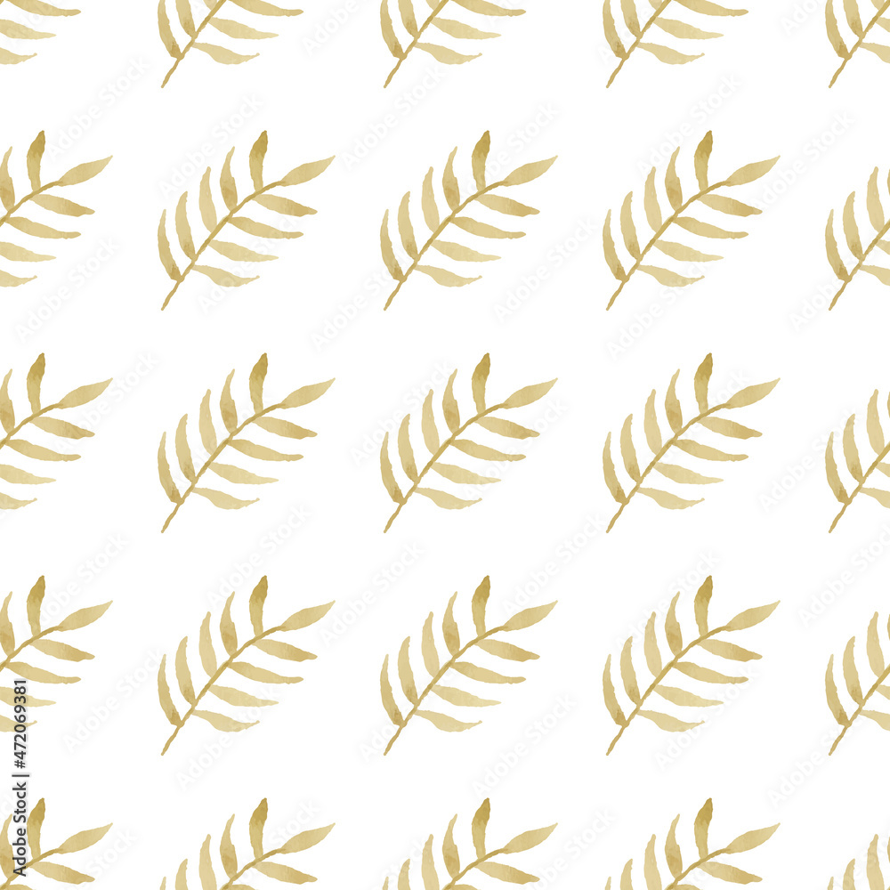 Watercolor leaf seamless pattern