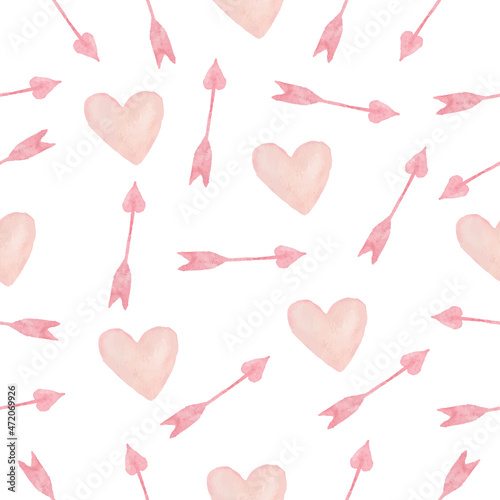 Watercolor valentines seamless pattern