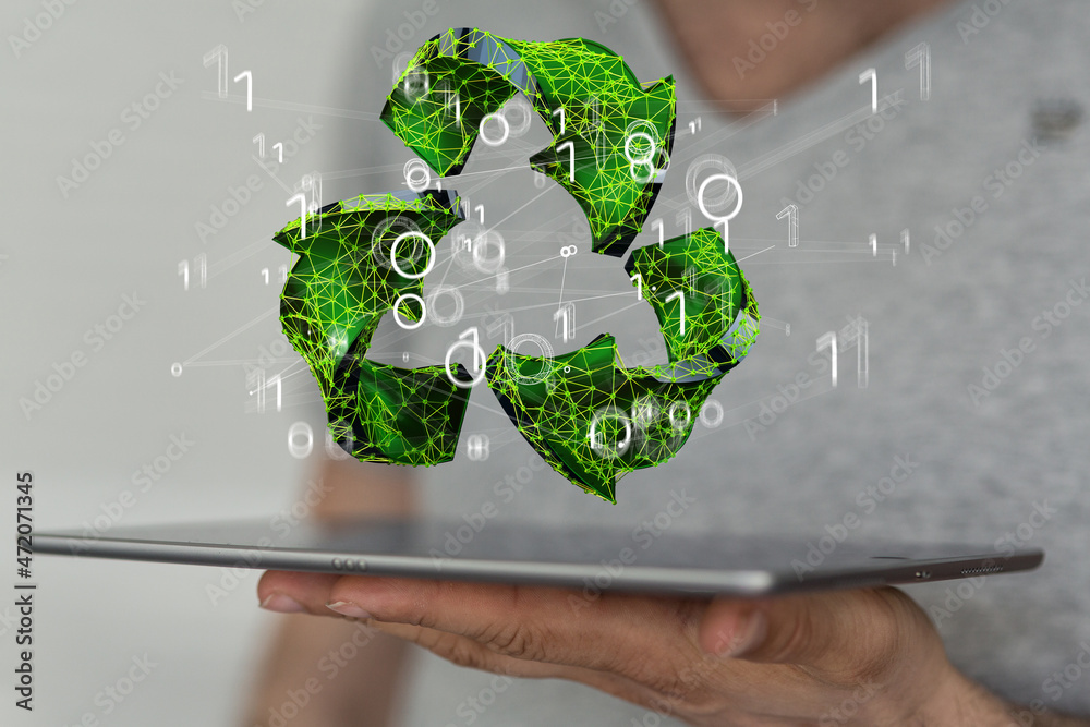 Green recycle sign, three arrows 3D Green recycle sign, three arrows 3D