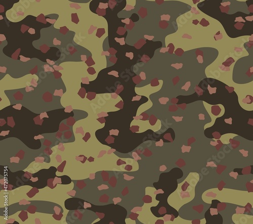 forest hunting camouflage pattern, background repeat, disguise, vector print.