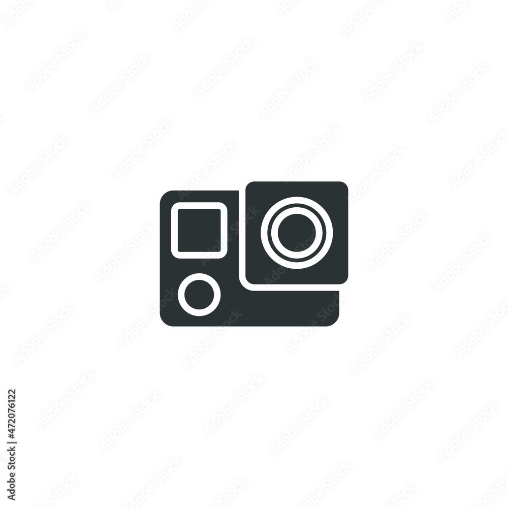 Vector sign of the action camera symbol is isolated on a white background. action camera icon color editable.
