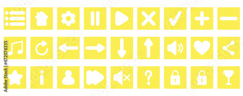 Set of mobile game icons. Icons for games, applications and websites. Constructor with basic ui elements.