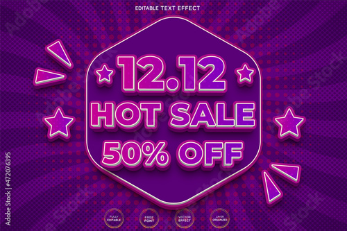 12 12 hot sale 3d editable text effect Premium Vector with background and banner