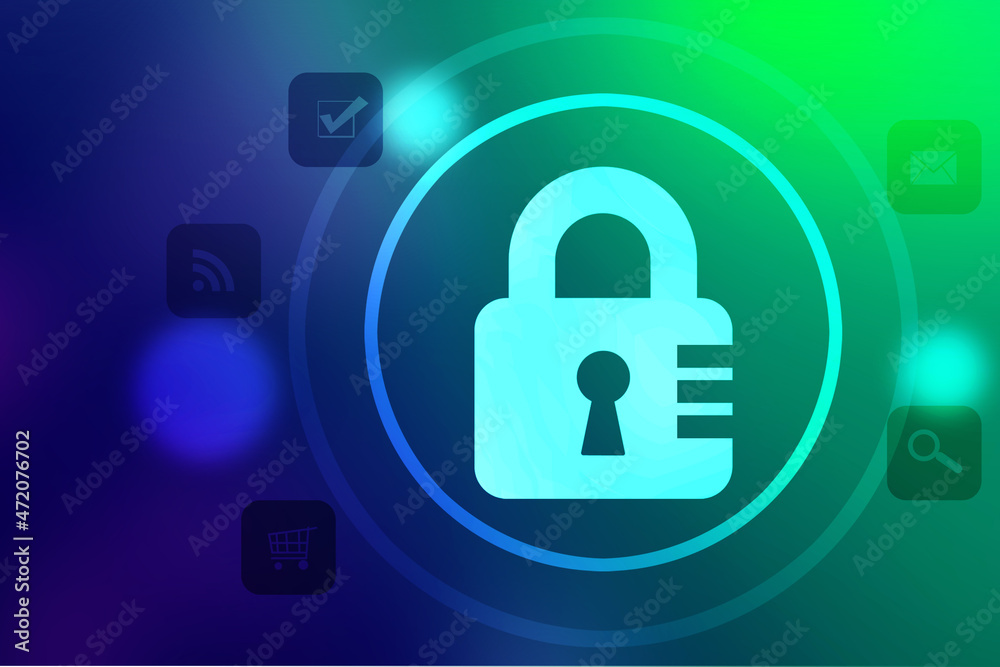 2d illustration Safety concept: Closed Padlock on digital background 2d illustration Safety concept: Closed Padlock on digital background