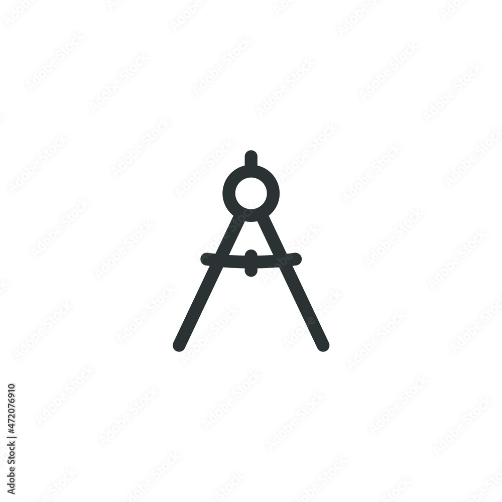 Vector sign of the compass architect symbol is isolated on a white background. compass architect icon color editable.