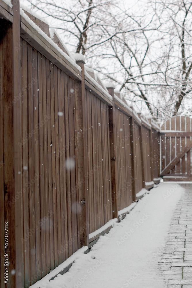 Snow Covered Wooden Fence Snow Covered Wooden Fence